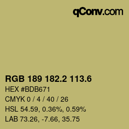 カラーコード: RGB 189 182.2 113.6 | qconv.com
