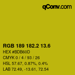 カラーコード: RGB 189 182.2 13.6 | qconv.com