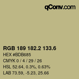 カラーコード: RGB 189 182.2 133.6 | qconv.com
