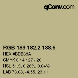 カラーコード: RGB 189 182.2 138.6 | qconv.com
