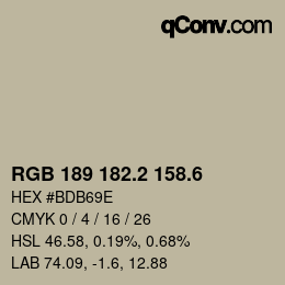 カラーコード: RGB 189 182.2 158.6 | qconv.com