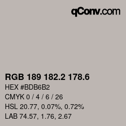 カラーコード: RGB 189 182.2 178.6 | qconv.com