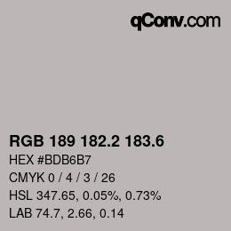 カラーコード: RGB 189 182.2 183.6 | qconv.com