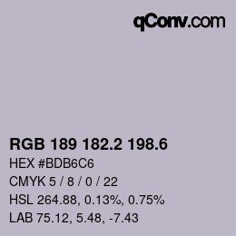 カラーコード: RGB 189 182.2 198.6 | qconv.com