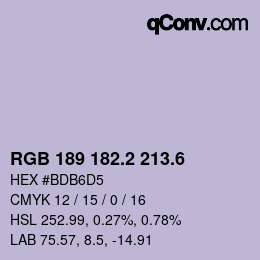 カラーコード: RGB 189 182.2 213.6 | qconv.com