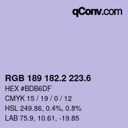 カラーコード: RGB 189 182.2 223.6 | qconv.com