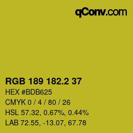 カラーコード: RGB 189 182.2 37 | qconv.com