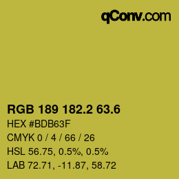 カラーコード: RGB 189 182.2 63.6 | qconv.com