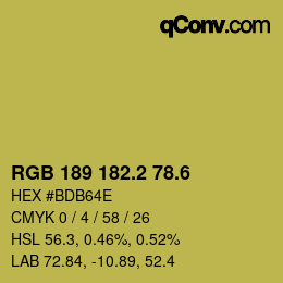 カラーコード: RGB 189 182.2 78.6 | qconv.com