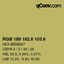 カラーコード: RGB 189 182.6 103.6 | qconv.com
