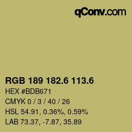 カラーコード: RGB 189 182.6 113.6 | qconv.com