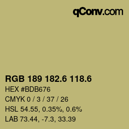 カラーコード: RGB 189 182.6 118.6 | qconv.com