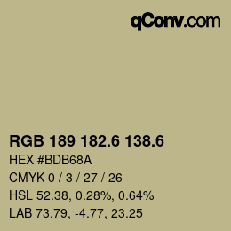 カラーコード: RGB 189 182.6 138.6 | qconv.com