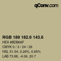 カラーコード: RGB 189 182.6 143.6 | qconv.com