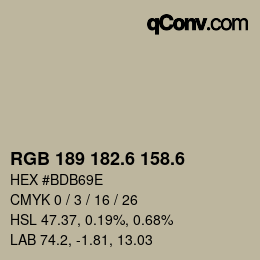 カラーコード: RGB 189 182.6 158.6 | qconv.com