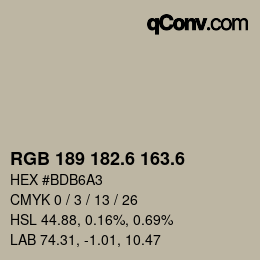 カラーコード: RGB 189 182.6 163.6 | qconv.com