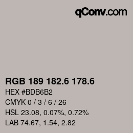 カラーコード: RGB 189 182.6 178.6 | qconv.com
