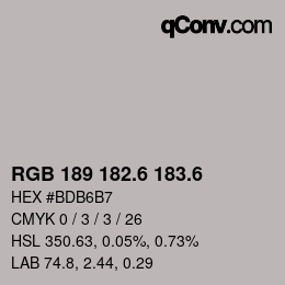 カラーコード: RGB 189 182.6 183.6 | qconv.com