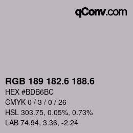 カラーコード: RGB 189 182.6 188.6 | qconv.com