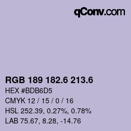 カラーコード: RGB 189 182.6 213.6 | qconv.com
