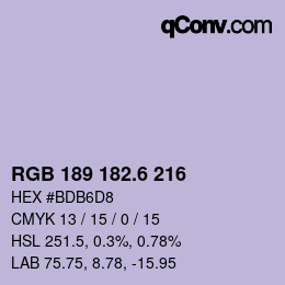 カラーコード: RGB 189 182.6 216 | qconv.com