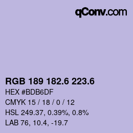 カラーコード: RGB 189 182.6 223.6 | qconv.com