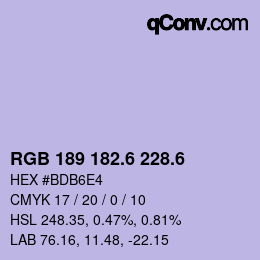 カラーコード: RGB 189 182.6 228.6 | qconv.com