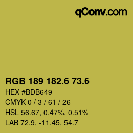 カラーコード: RGB 189 182.6 73.6 | qconv.com