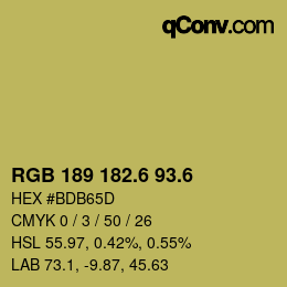 カラーコード: RGB 189 182.6 93.6 | qconv.com