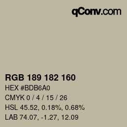 カラーコード: RGB 189 182 160 | qconv.com