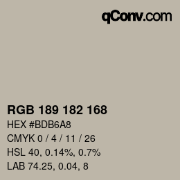 カラーコード: RGB 189 182 168 | qconv.com