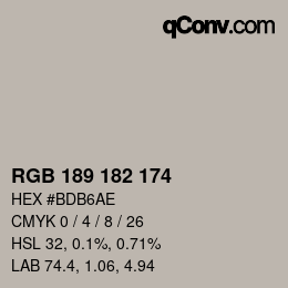 Código de color: RGB 189 182 174 | qconv.com
