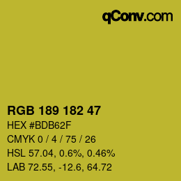 Color code: RGB 189 182 47 | qconv.com