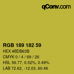 Color code: RGB 189 182 59 | qconv.com