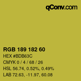 Color code: RGB 189 182 60 | qconv.com