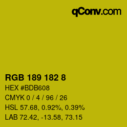 カラーコード: RGB 189 182 8 | qconv.com