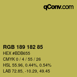 Color code: RGB 189 182 85 | qconv.com
