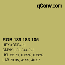 カラーコード: RGB 189 183 105 | qconv.com