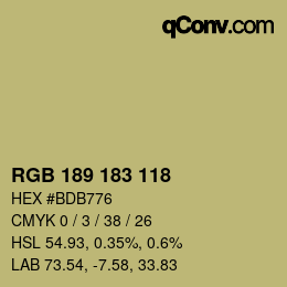 颜色代码: RGB 189 183 118 | qconv.com