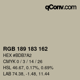 カラーコード: RGB 189 183 162 | qconv.com