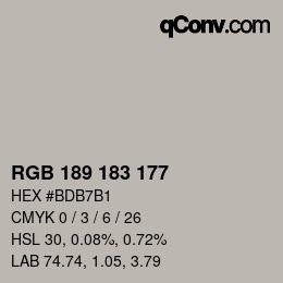 Código de color: RGB 189 183 177 | qconv.com