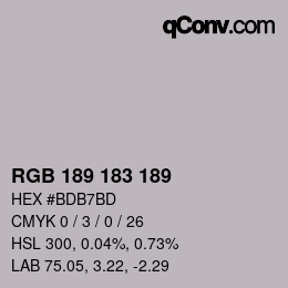 颜色代码: RGB 189 183 189 | qconv.com