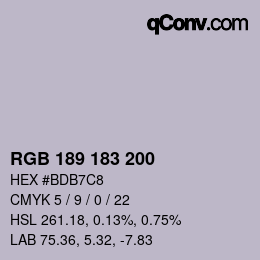 Color code: RGB 189 183 200 | qconv.com