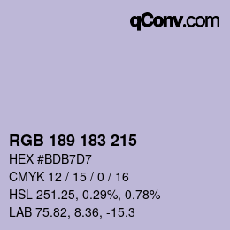 颜色代码: RGB 189 183 215 | qconv.com