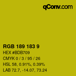 カラーコード: RGB 189 183 9 | qconv.com