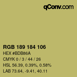 Color code: RGB 189 184 106 | qconv.com