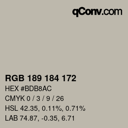 カラーコード: RGB 189 184 172 | qconv.com