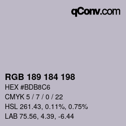 Color code: RGB 189 184 198 | qconv.com