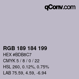 Color code: RGB 189 184 199 | qconv.com