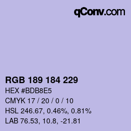 カラーコード: RGB 189 184 229 | qconv.com